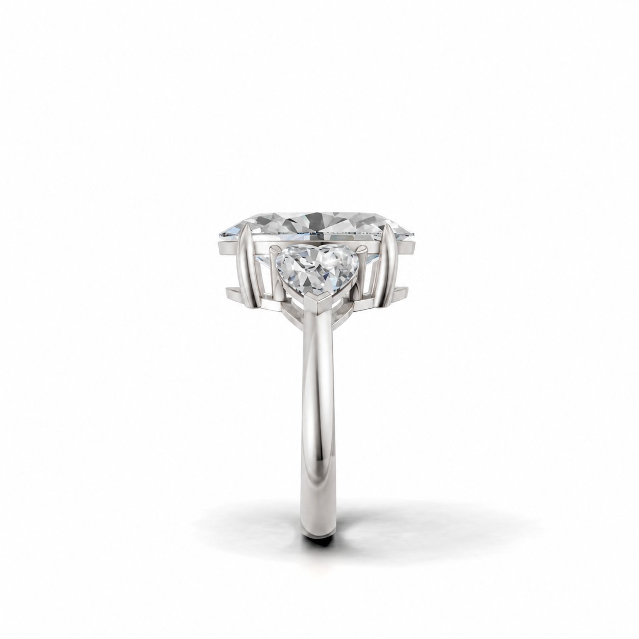 Oval Cut Three-Stone Engagement Ring with Pear Side Stones - 925 Sterling Silver - LR-2026002-925-SIL